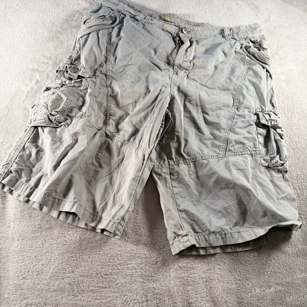 Galaxy by Harvic Mens Gray Cotton Cargo Shorts Size 38 Relaxed Fit Utility